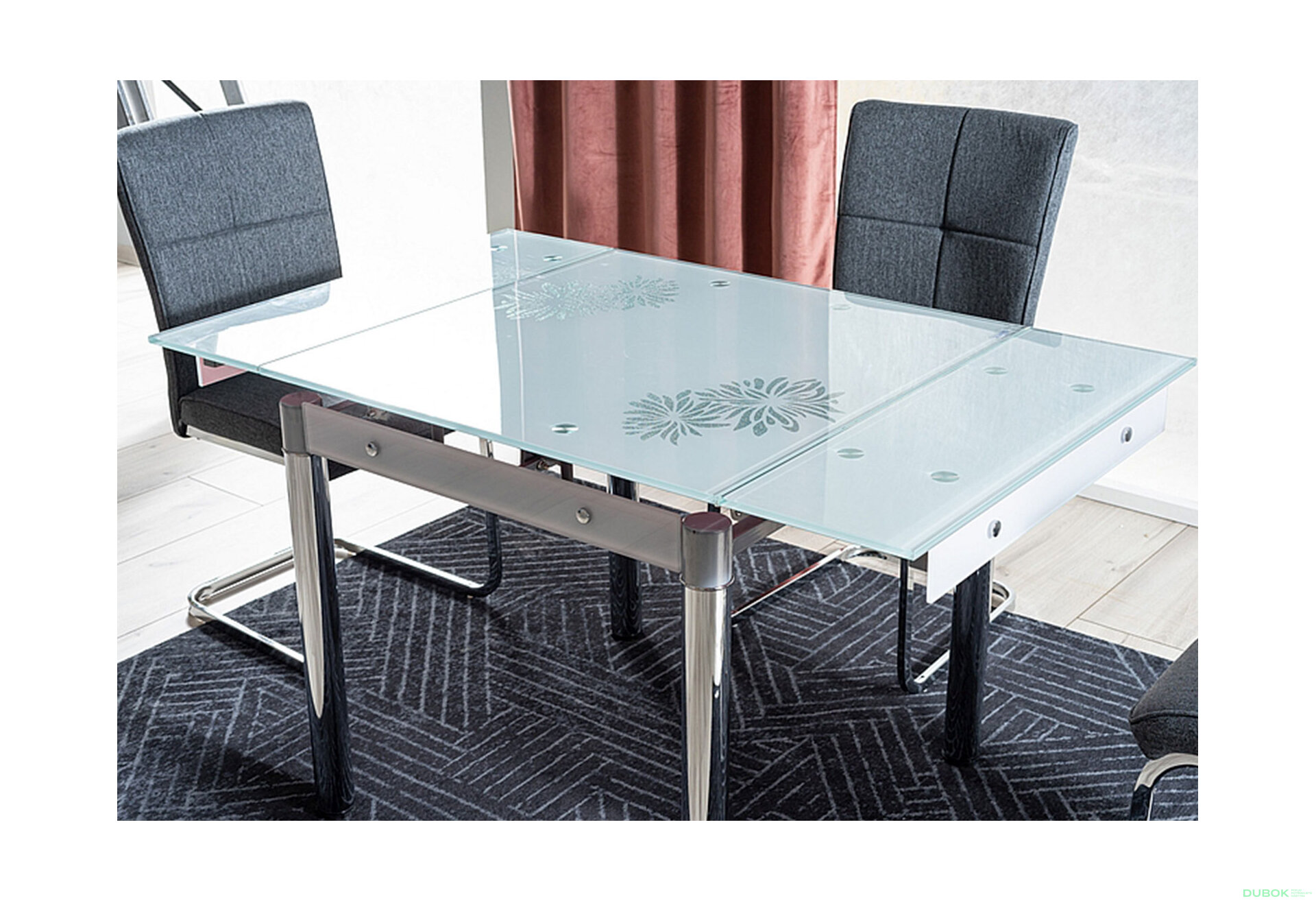 Obrázek 4 - Stůl GD-082 80(131)x80 bílý / chrom