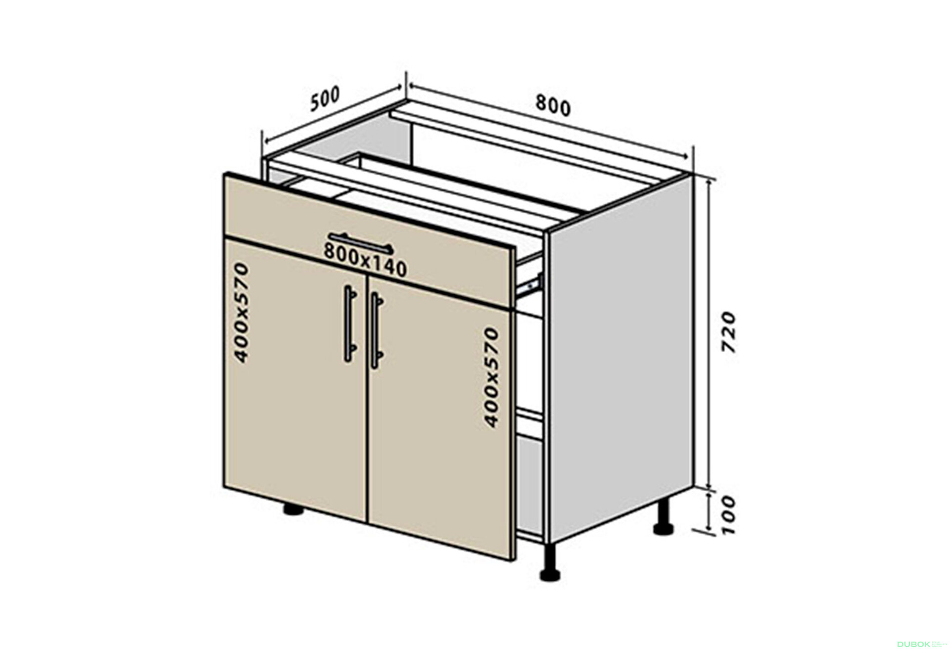 Obrázek 1 - N31 Skříňka 1Š2D 80 Rhodos Lux