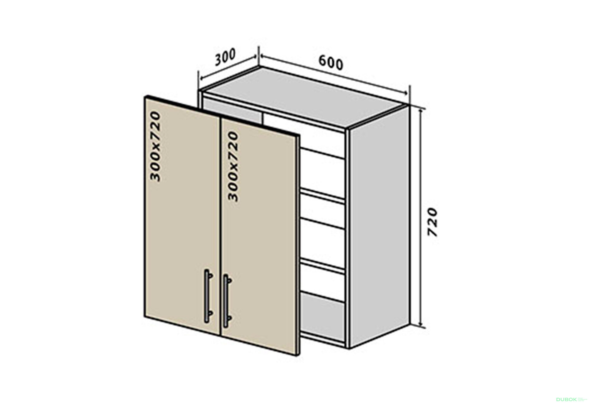 Obrázek 1 - B6 Skříňka 2D 60 Rhodos Lux
