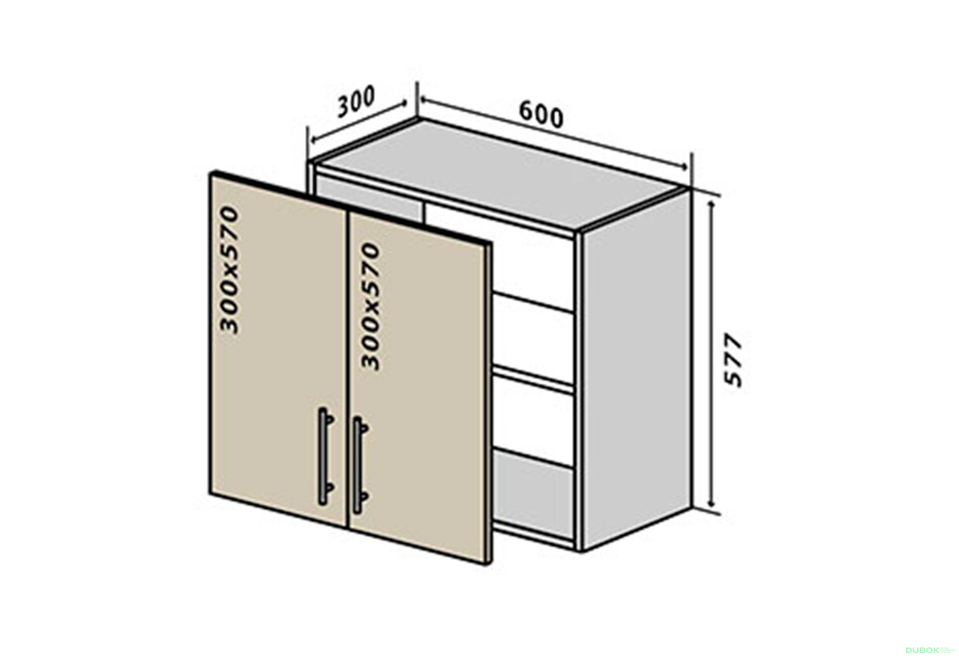 Obrázek 1 - V53 Skříňka 2D 60 Rhodos Lux