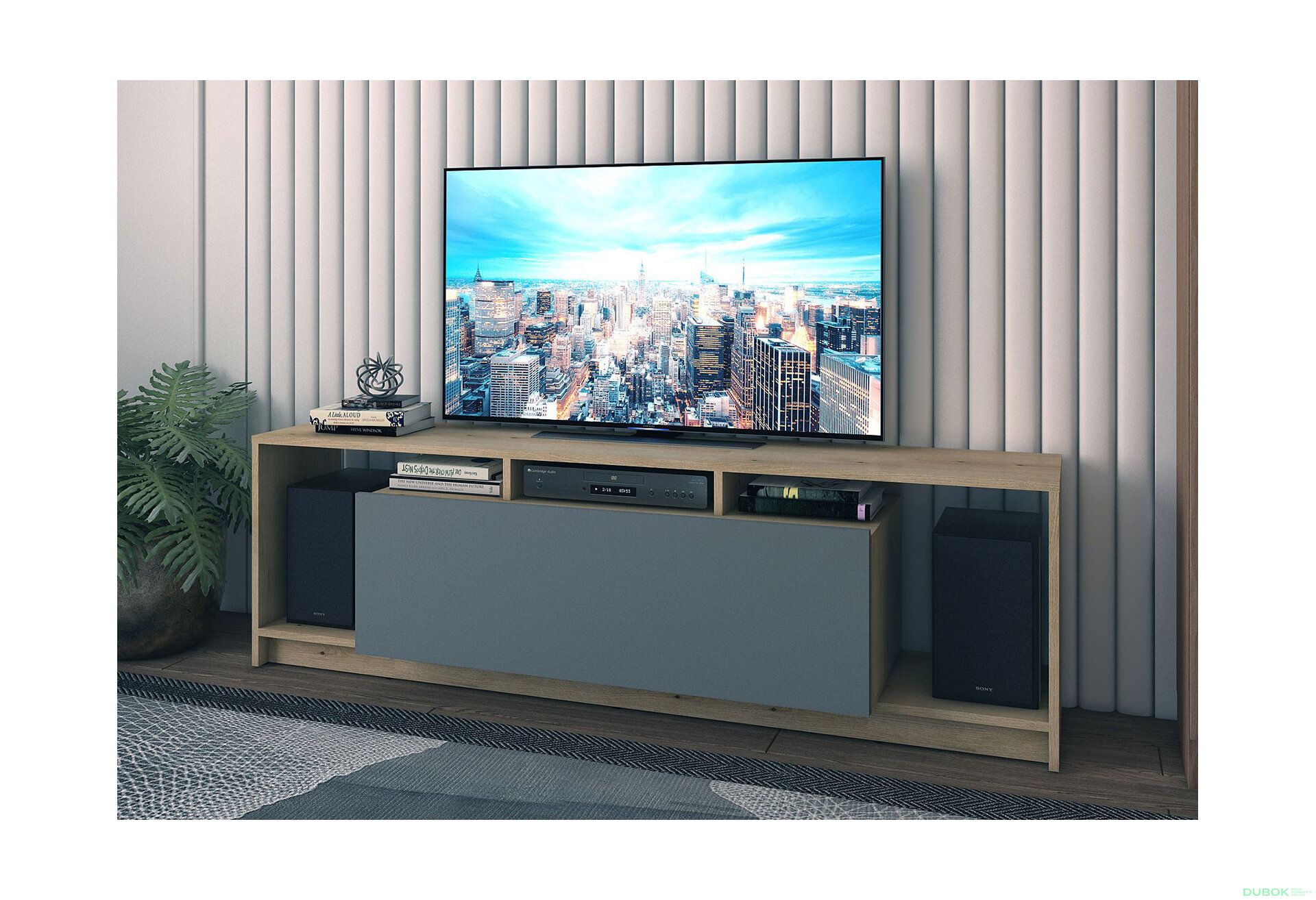 Obrázek 2 - TV stolek U1 tajo / grafit dřevotříska 160x38x48