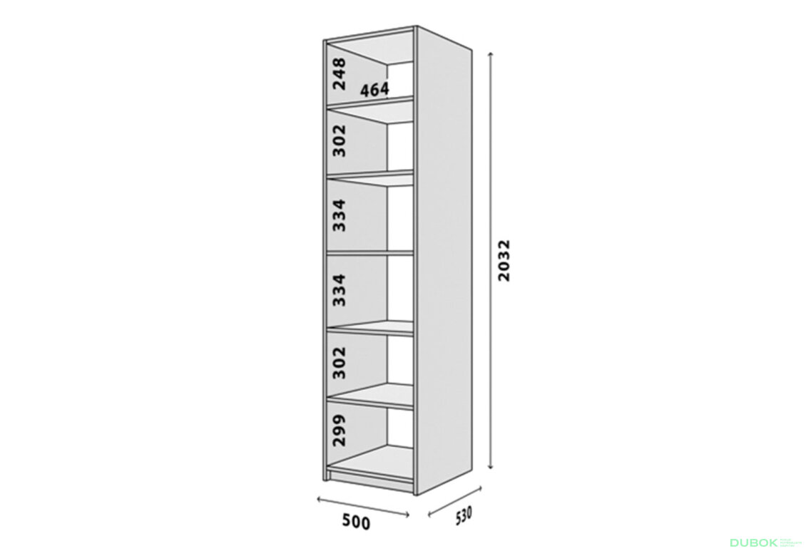 Obrázek 2 - Modul №1 P-500x2050 DTD 18 mm bílý