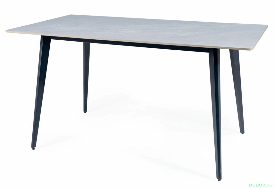 Stůl Ivy 140x80 mramorový efekt, šedý / černý mat Vystavený kus