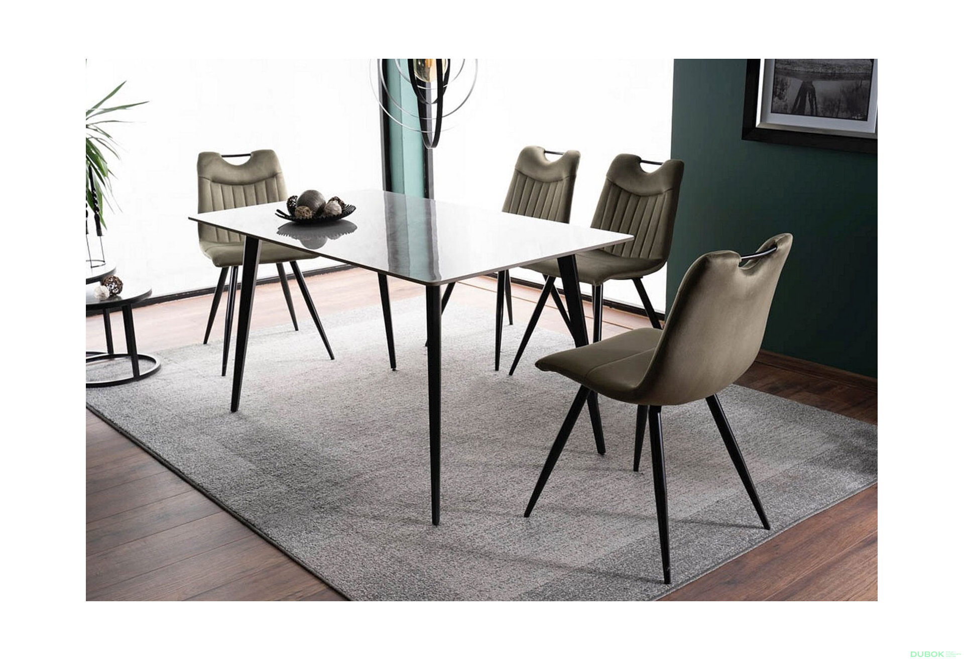 Obrázek 10 - Stůl Ivy 140x80 mramorový efekt, šedý / černý mat Vystavený kus