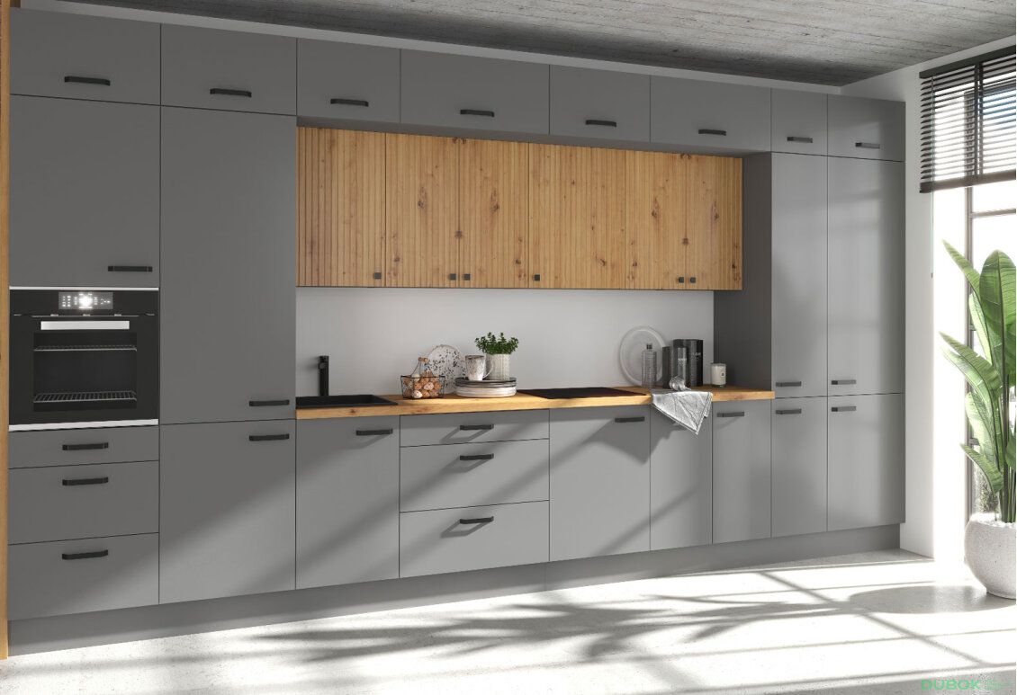 Obrázek 2 - Kuchyňská sestava 4.9 m Ava antracit / dub artisan + Nessa antracit Storaz-Lempert
