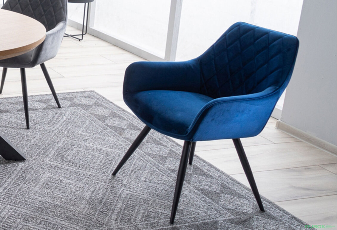 Obrázek 5 - Židle Linea Velvet tmavě modrá Bluvel 86, kov černá matná
