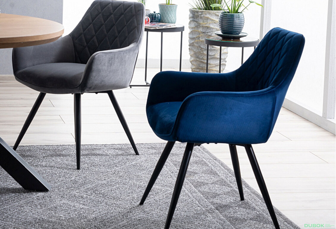 Obrázek 6 - Židle Linea Velvet tmavě modrá Bluvel 86, kov černá matná