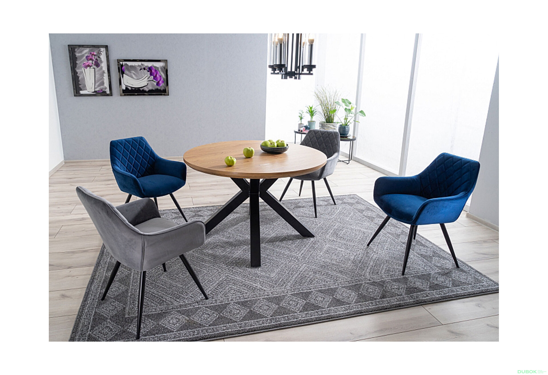 Obrázek 7 - Židle Linea Velvet tmavě modrá Bluvel 86, kov černá matná