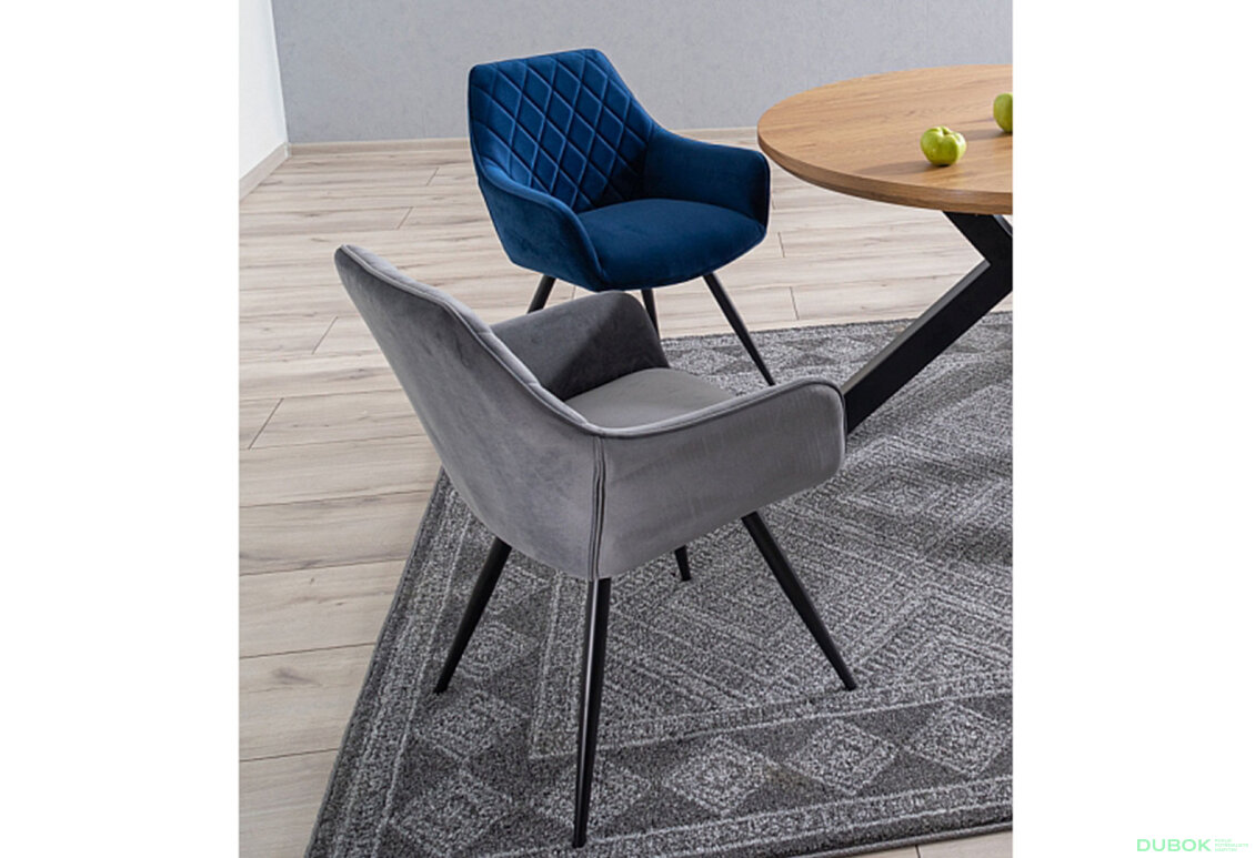 Obrázek 3 - Židle Linea Velvet tmavě modrá Bluvel 86, kov černá matná