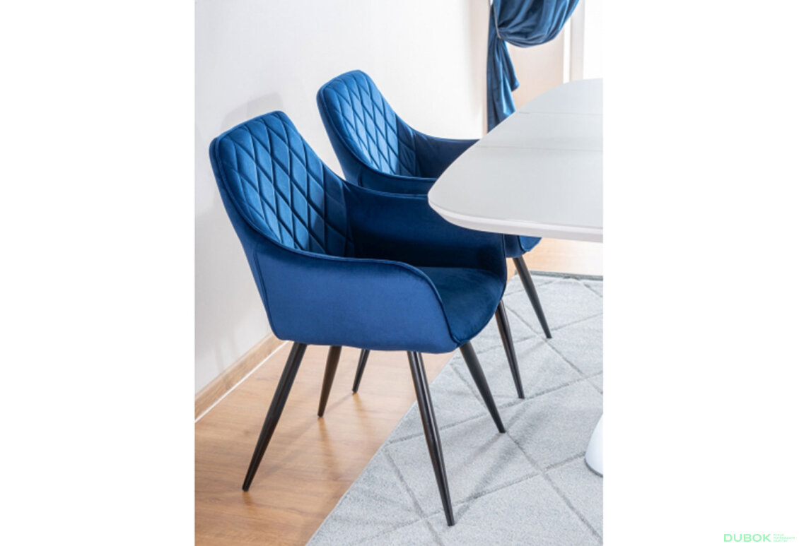 Obrázek 9 - Židle Linea Velvet tmavě modrá Bluvel 86, kov černá matná