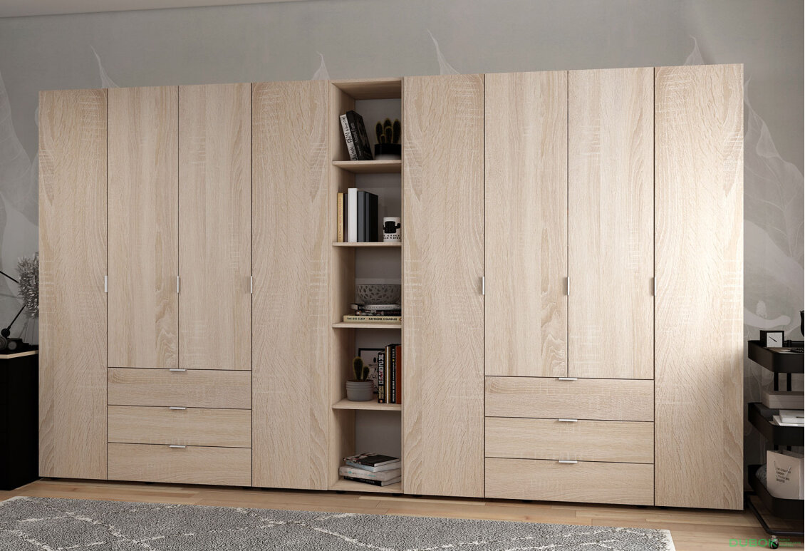Obrázek 2 - Skříň osmidveřová s regálem Gelar 348.2 cm Dub sonoma