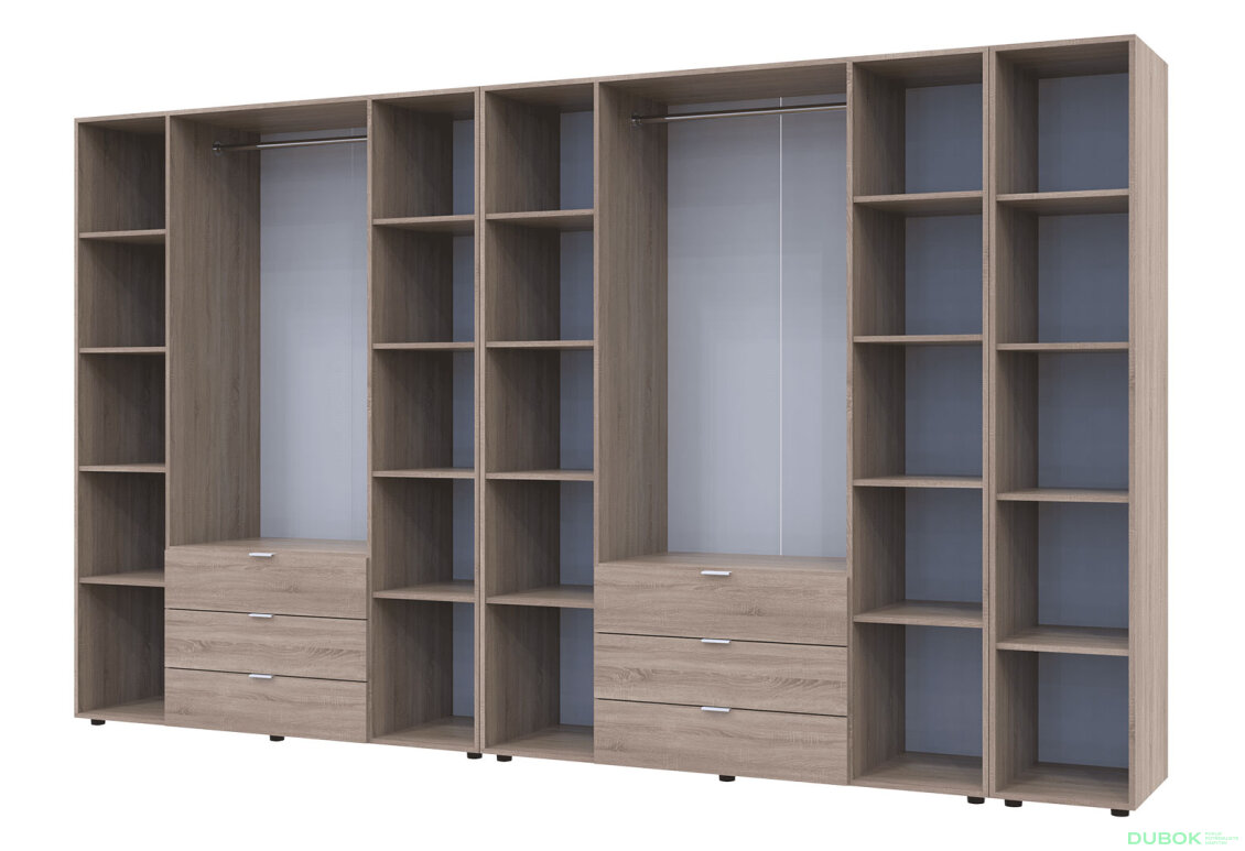 Obrázek 6 - Skříň osmidveřová s regálem Gelar 348.2 cm Dub sonoma