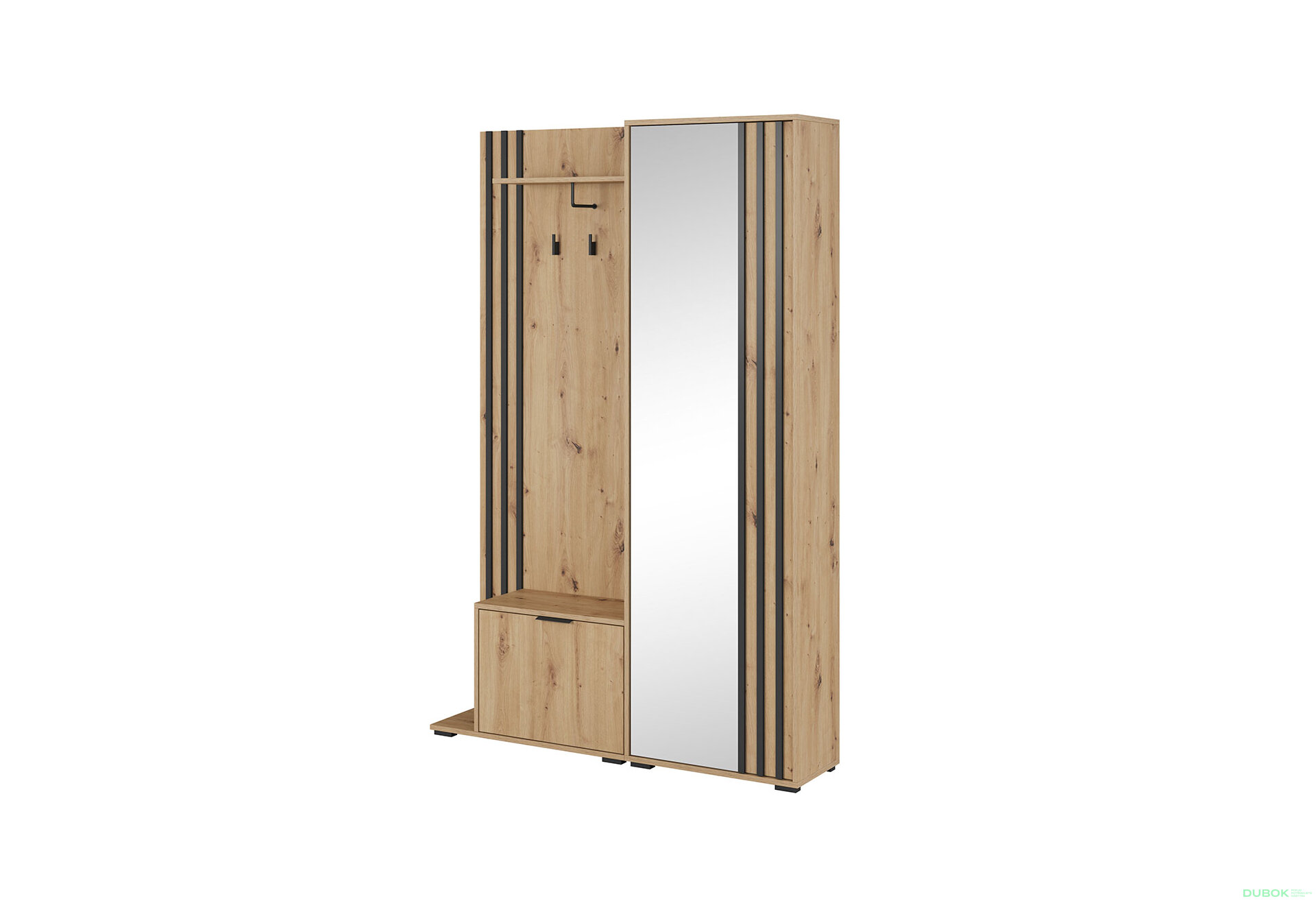 Obrázek 3922 - Předsíňová sestava artisan / lamella černá + Polštářek Nelly