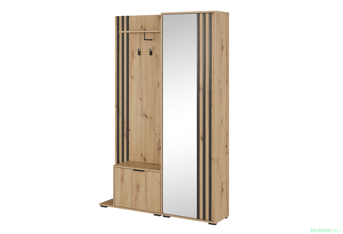 Obrázek 3922 - Předsíňová sestava artisan / lamella černá + Polštářek Nelly