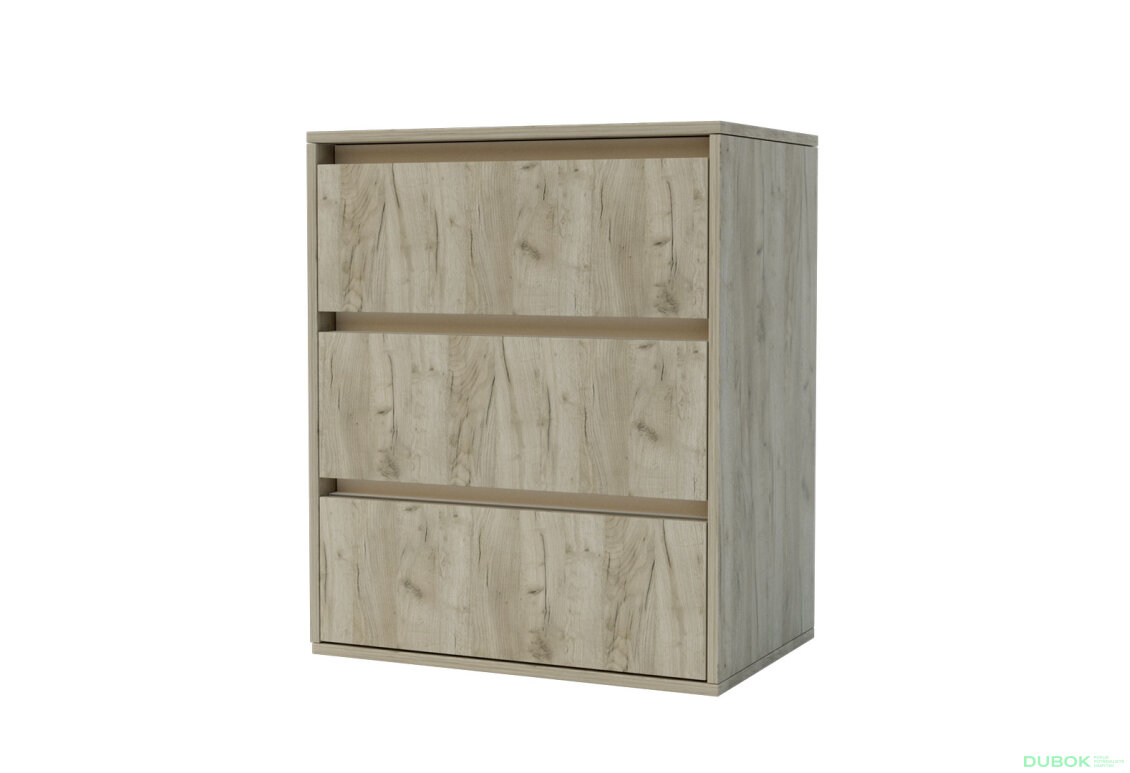 Komoda Idea K 760/600/3š dub kraft šedý / satén