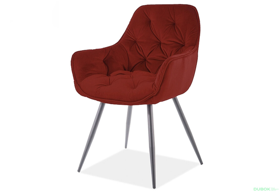 Židle Cherry Matt Velvet kaštanový Bluvel 59, matná černá kov