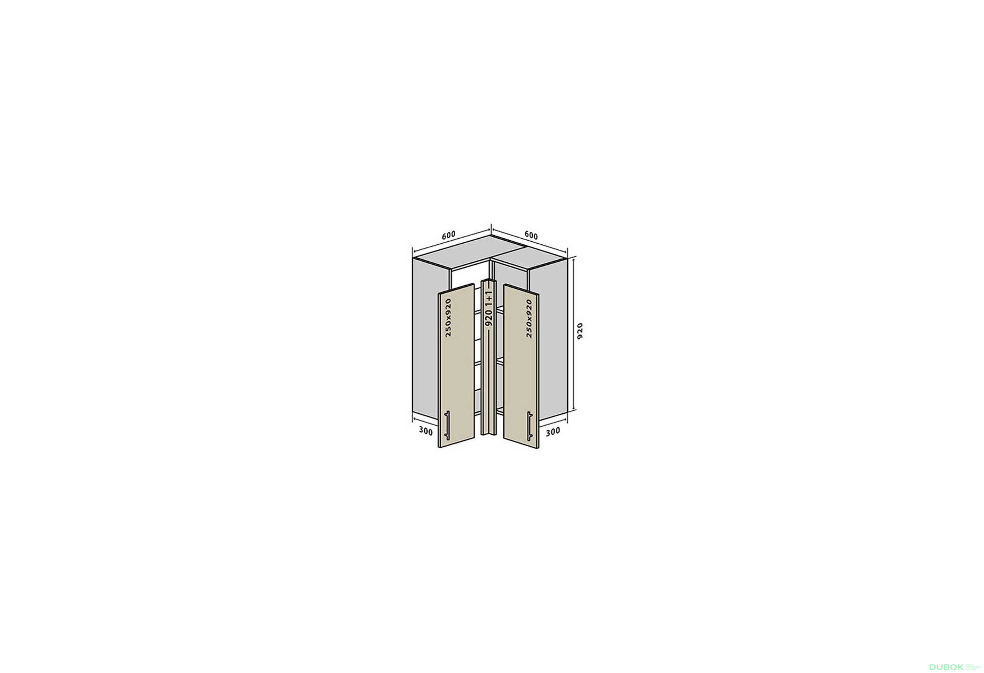 Obrázek 1 - V58 Rohová skříňka 60x60 Interno Luxe