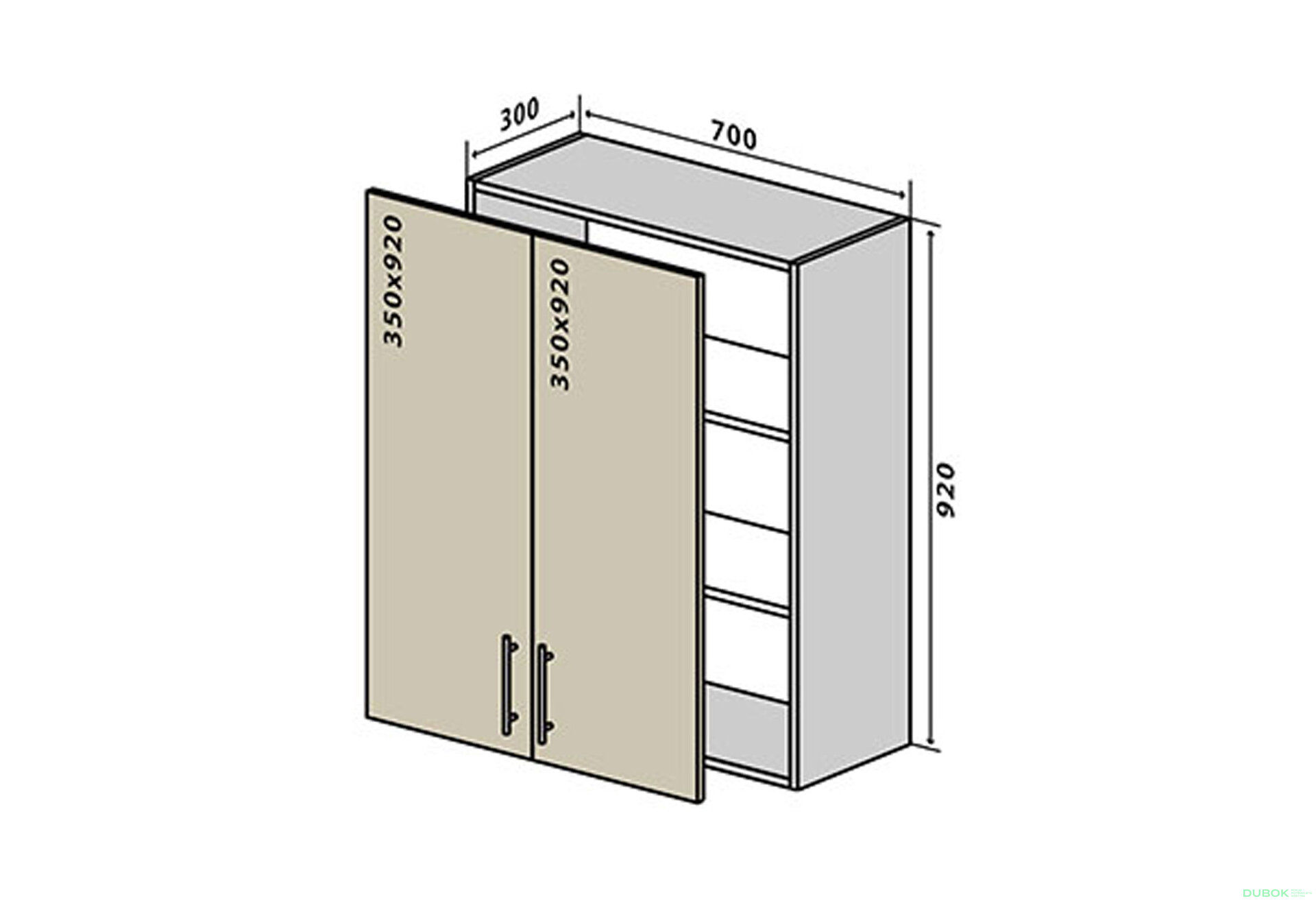 Obrázek 1 - V88 Skříňka 2D 70 Interno Luxe