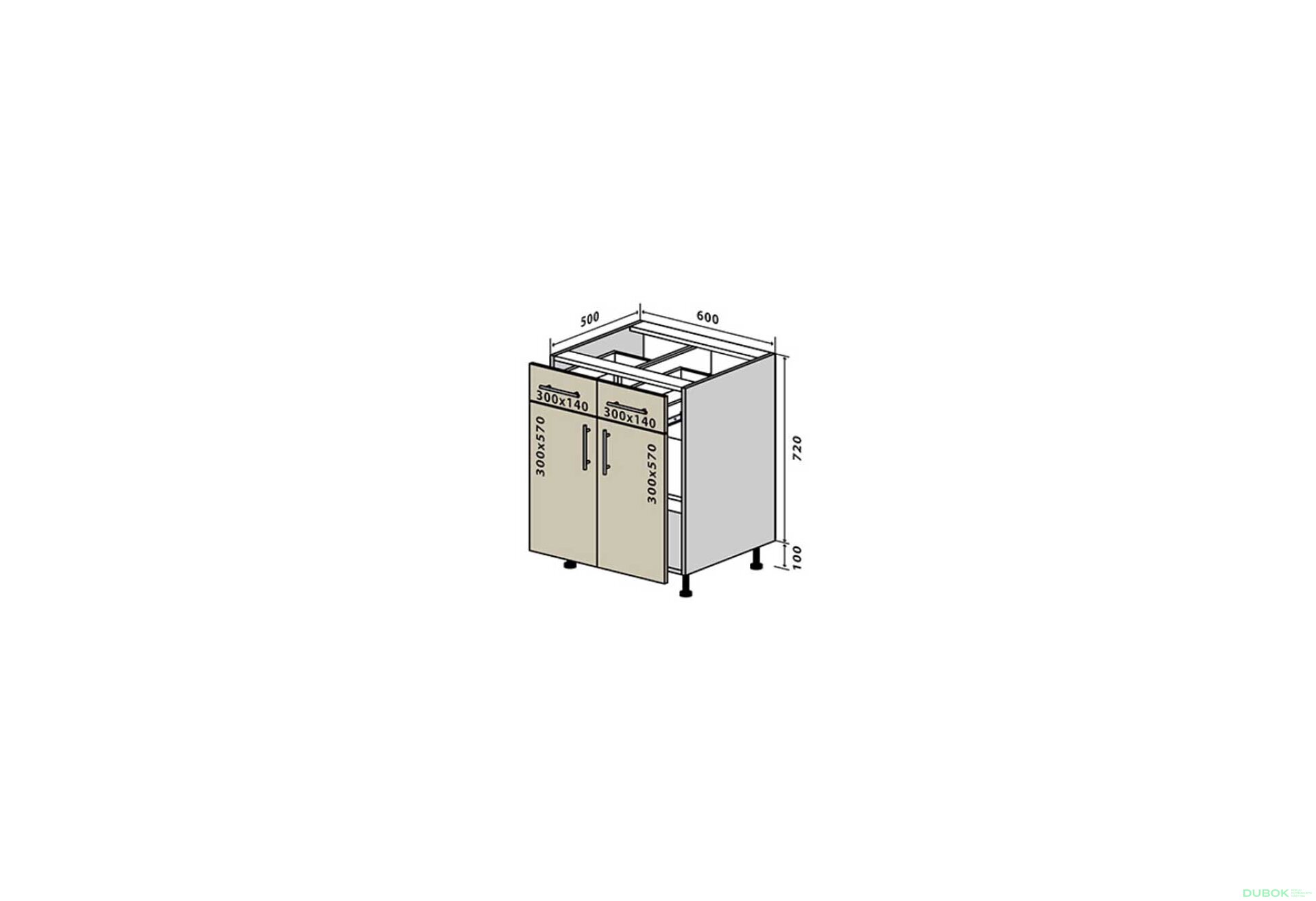 Obrázek 1 - N26 Skříňka 2Š2D 60 Interno Luxe