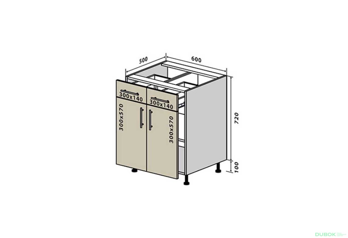 N26 Skříňka 2Š2D 60 Interno Luxe