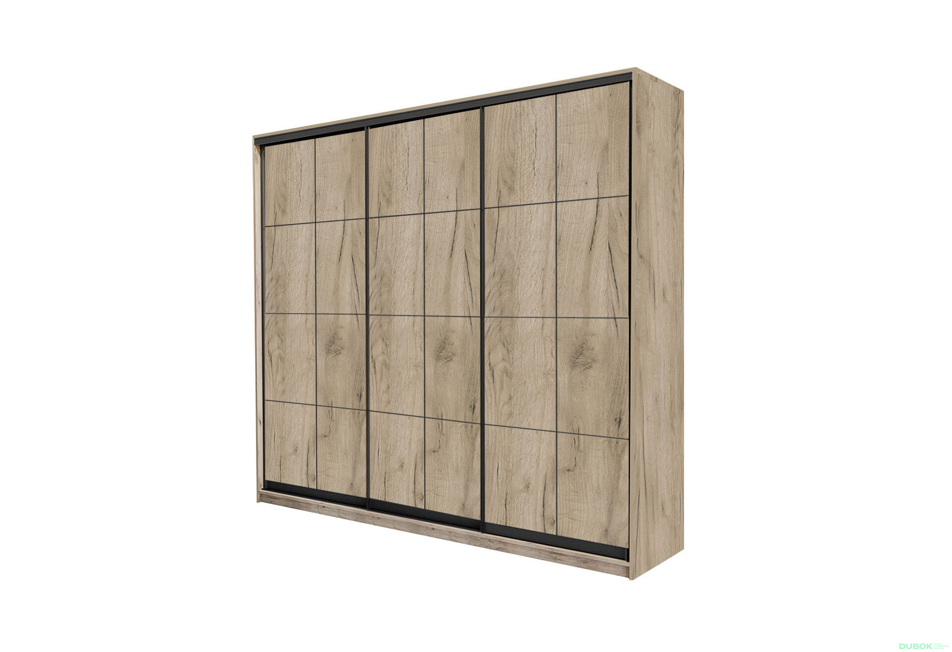 Obrázek 1 - Skříň 3D W Loft 1800x600x2400, 3 DTD Lines BL, Dub kraft šedý