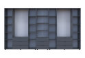 Obrázek 5 - Skříň osmidveřová s regálem se zásuvkami Gelar 370 cm grafit