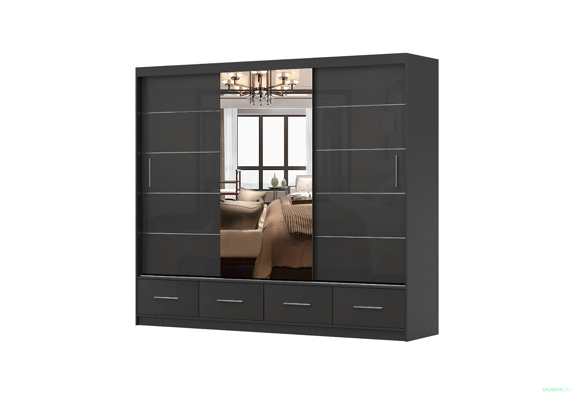 Obrázek 1 - Skříň Florence 3D 250 černý lesk