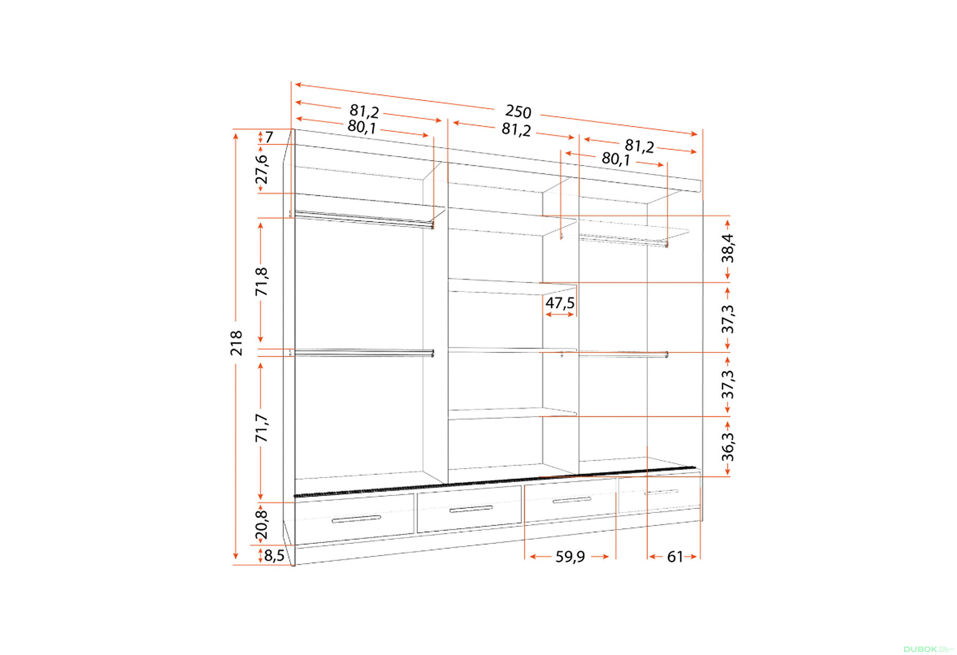 Obrázek 4 - Skříň Florence 3D 250 černý lesk