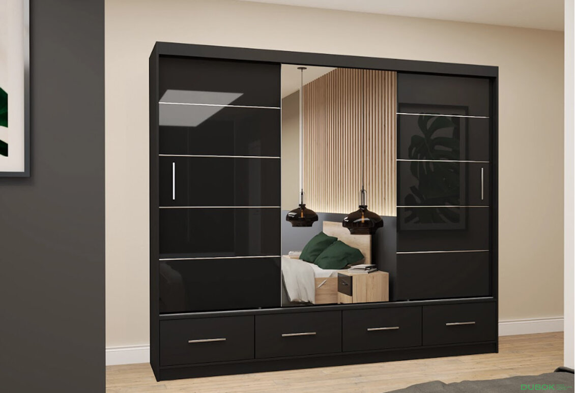 Obrázek 2 - Skříň Florence 3D 250 černý lesk