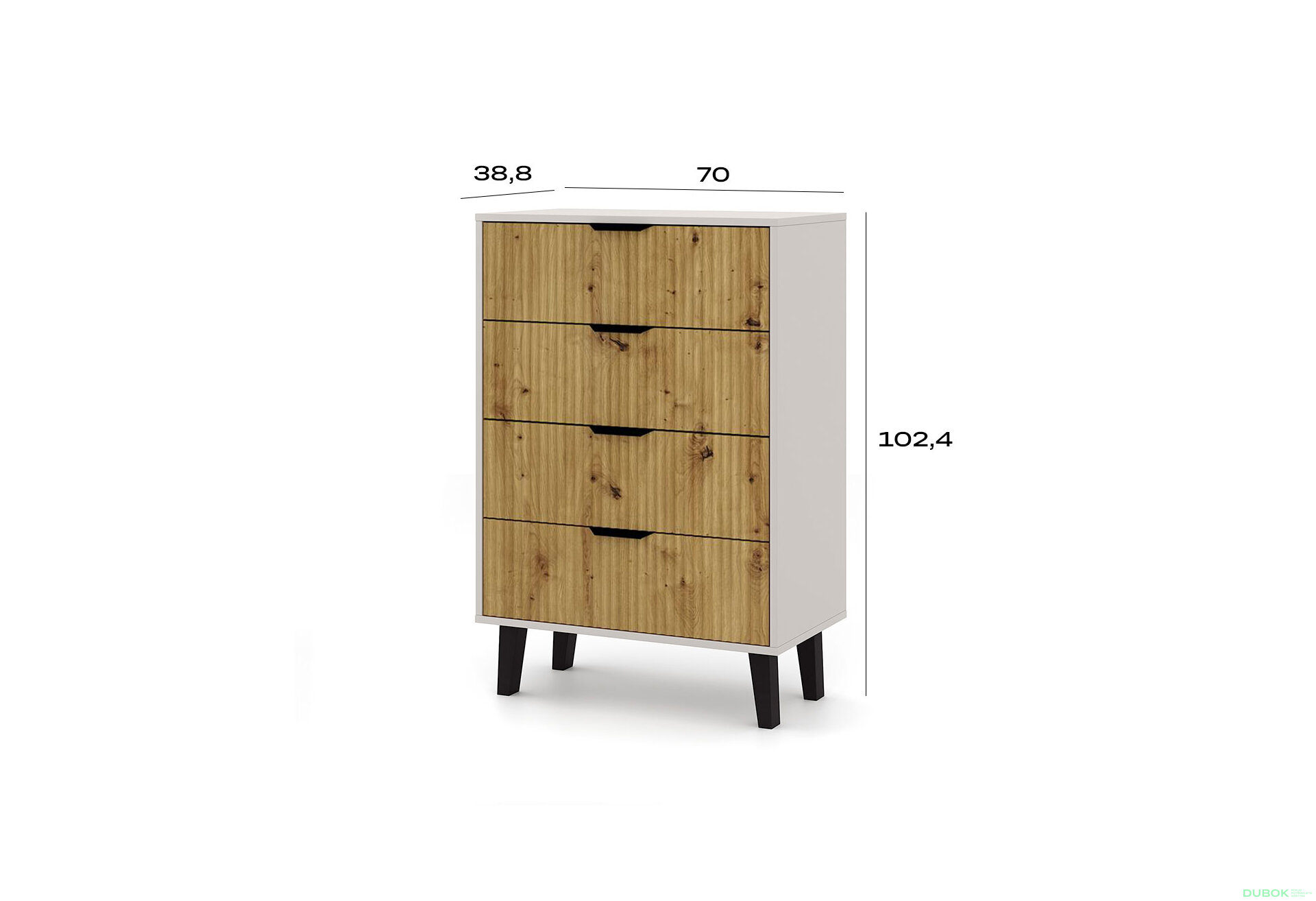 Obrázek 4 - Komoda Borg Duo 4Š kašmír / dub artisan