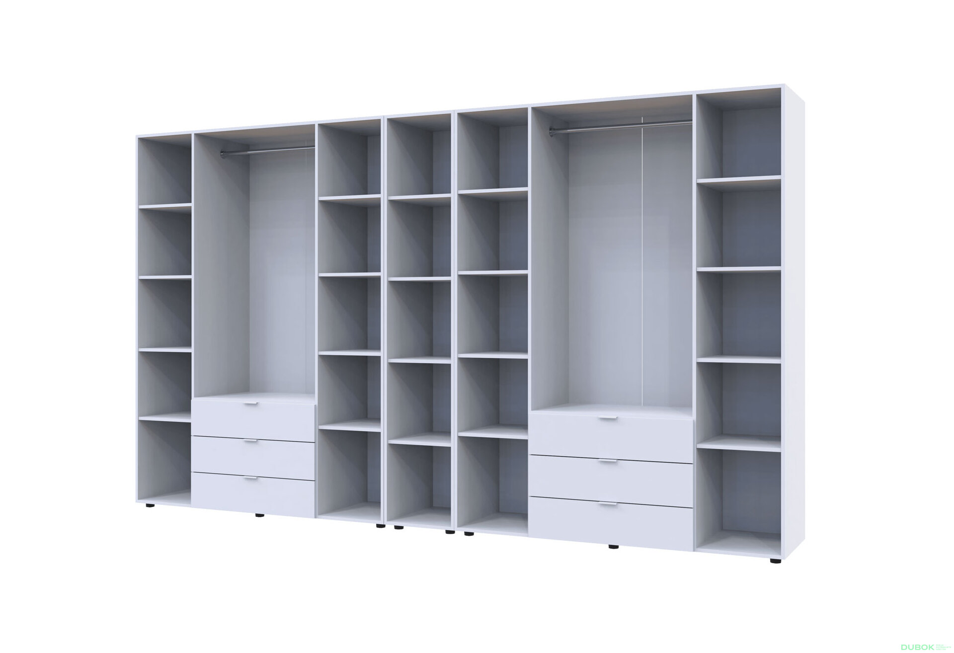 Obrázek 3 - Skříň osmidveřová s regálem Gelar 348.2 cm Bílá