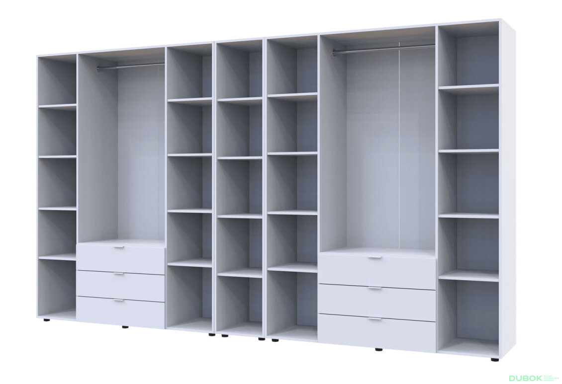 Obrázek 3 - Skříň osmidveřová s regálem Gelar 348.2 cm Bílá