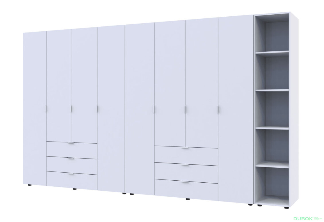 Obrázek 2 - Skříň osmidveřová s regálem Gelar 348.2 cm Bílá