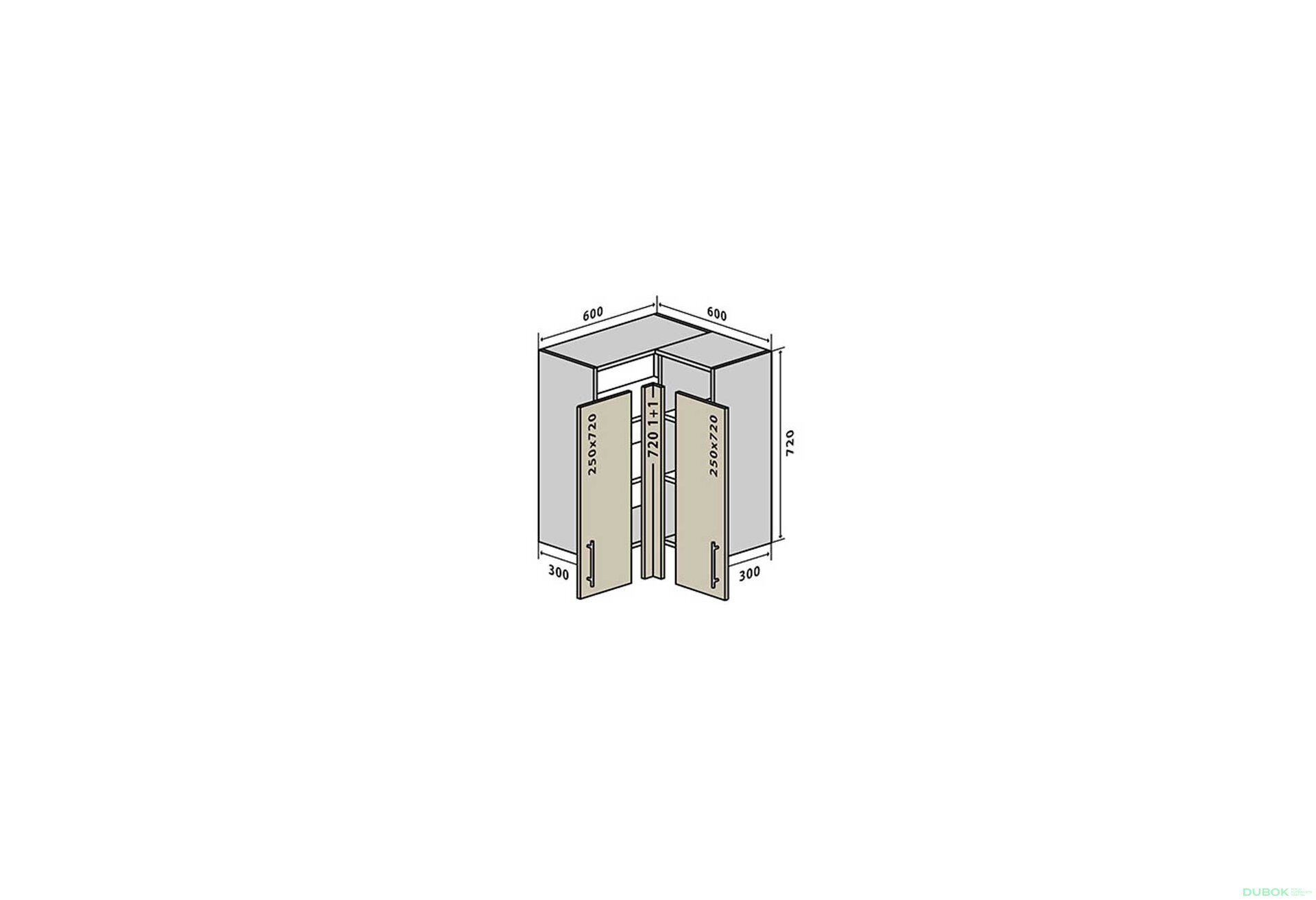 Obrázek 1 - V18 Rohová skříňka 60x60 Interno Glaňec Luxe