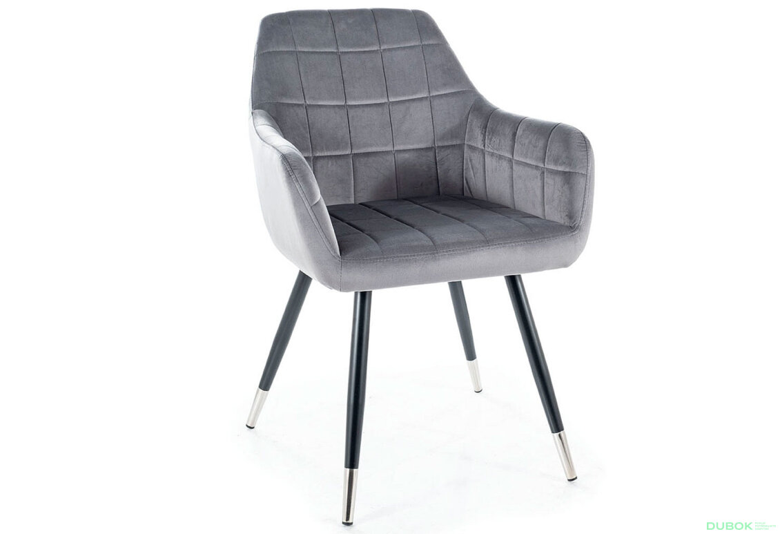 Obrázek 3 - Židle Nuxe Velvet šedý Bluvel 14, kov černá / chrome