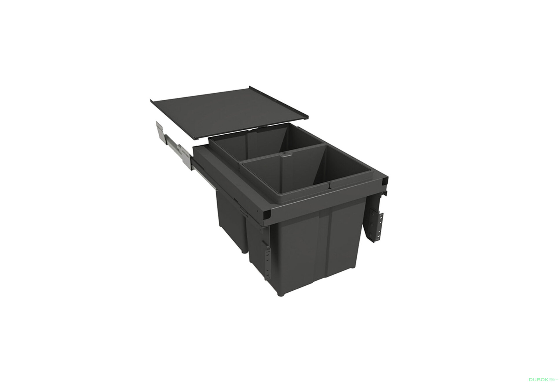 Obrázek 1 - Sorter 580 Gollinucci EVO do skrinky 450mm včetně výsuvů a víka 2x29l antracit