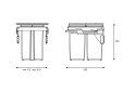 Obrázek 3 - Sorter 580 Gollinucci EVO do skrinky 450mm včetně výsuvů a víka 2x29l antracit