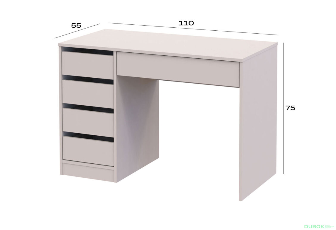 Obrázek 7 - Psací stůl s levou montáží Profi 110 cm kašmír