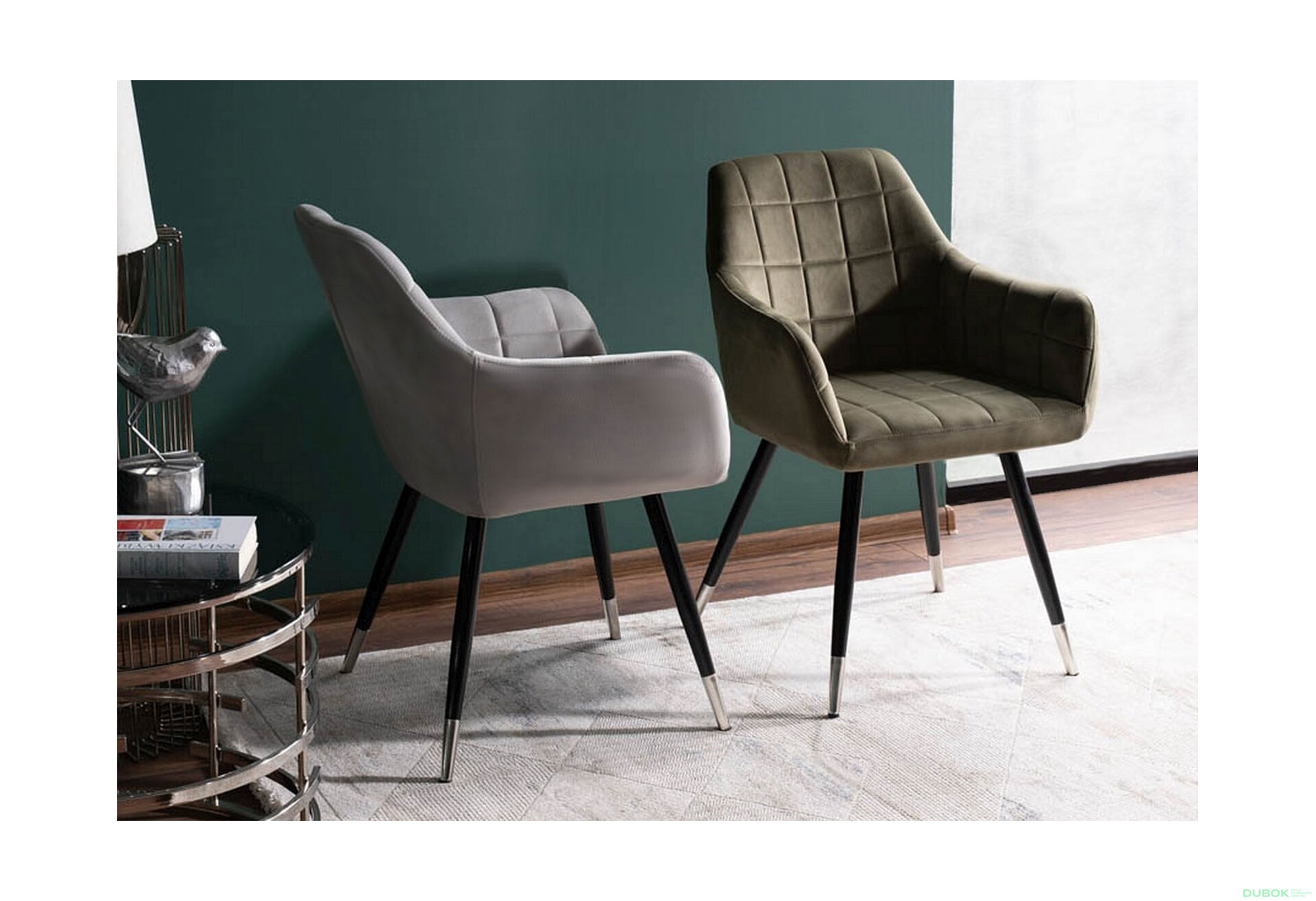 Obrázek 5 - Židle Nuxe Velvet světle šedý Bluvel 03, kov černá / chrome