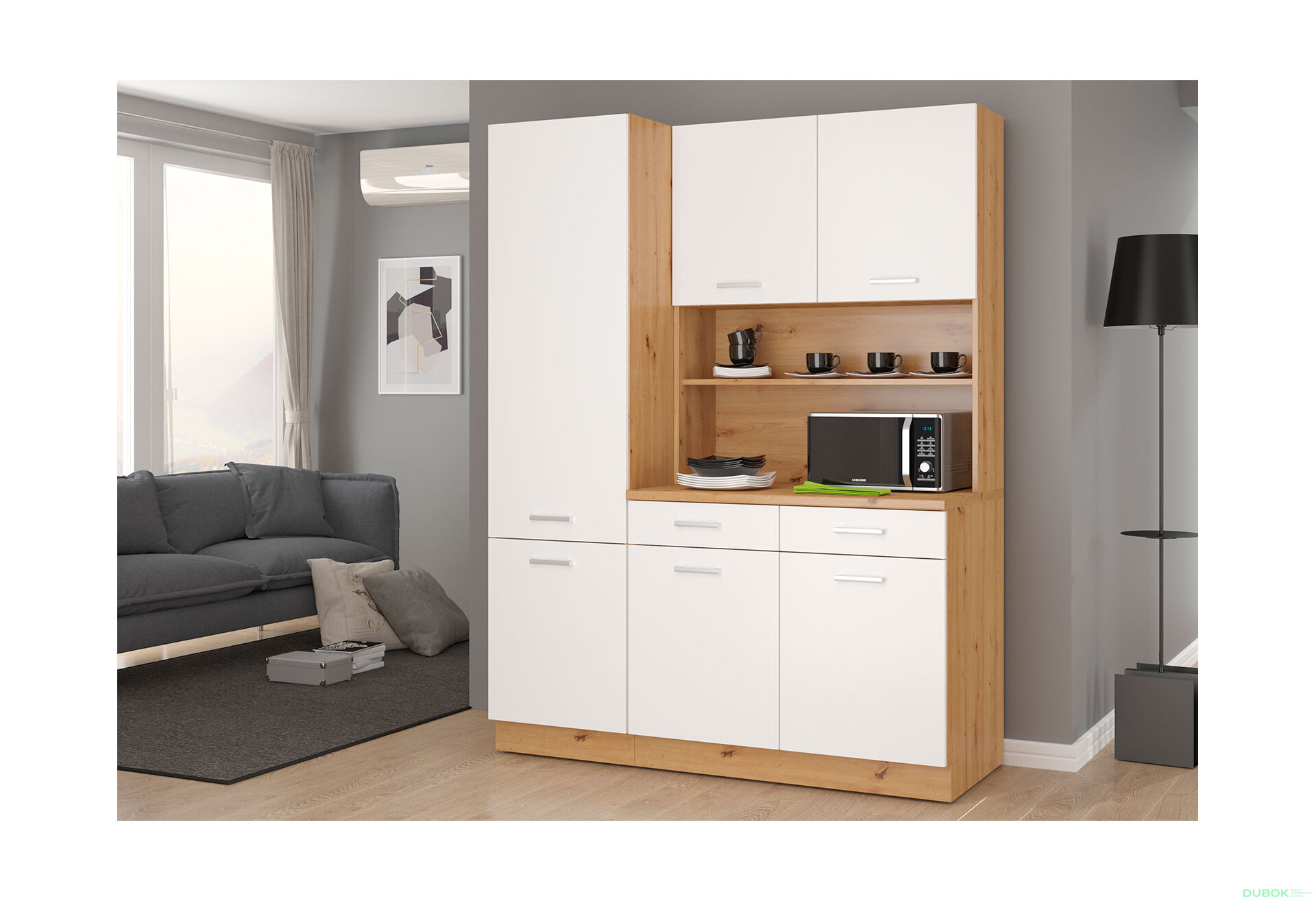 Obrázek 1 - Kuchyňská sestava 1.5 m Maria Artisan / Bílý, pracovní deska Artisan