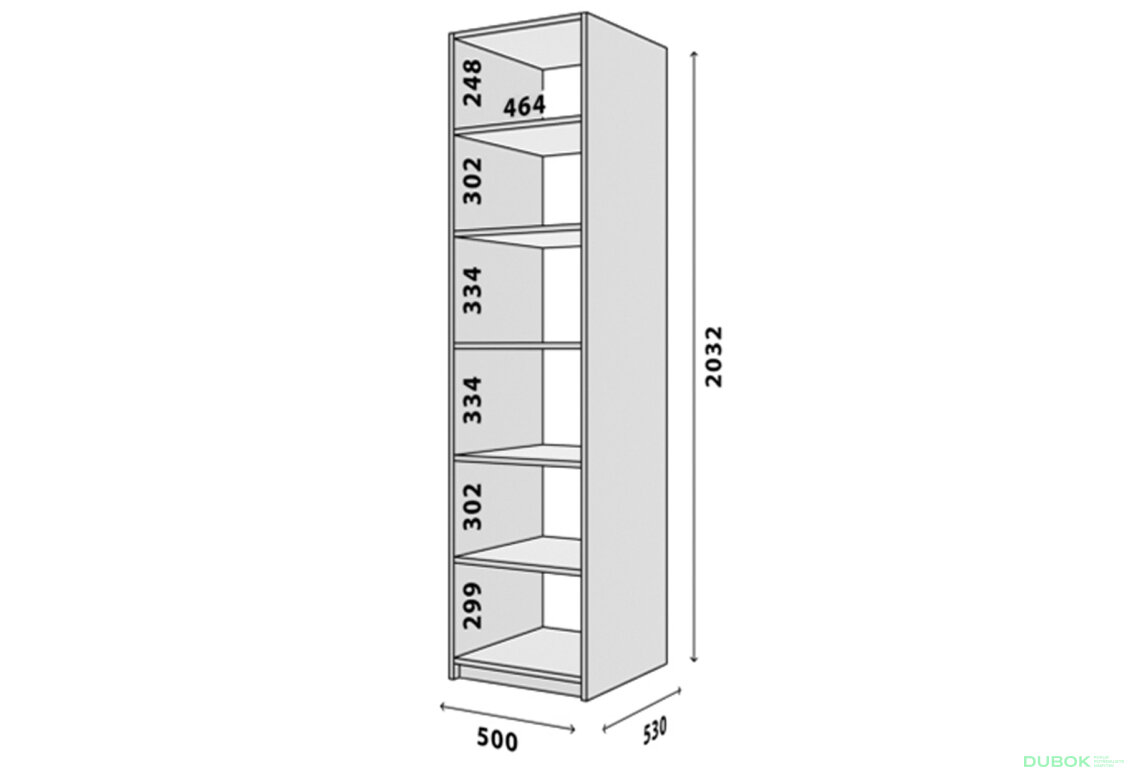Obrázek 2 - Modul №1 P-500x2050 DTD 18 mm dub appalache