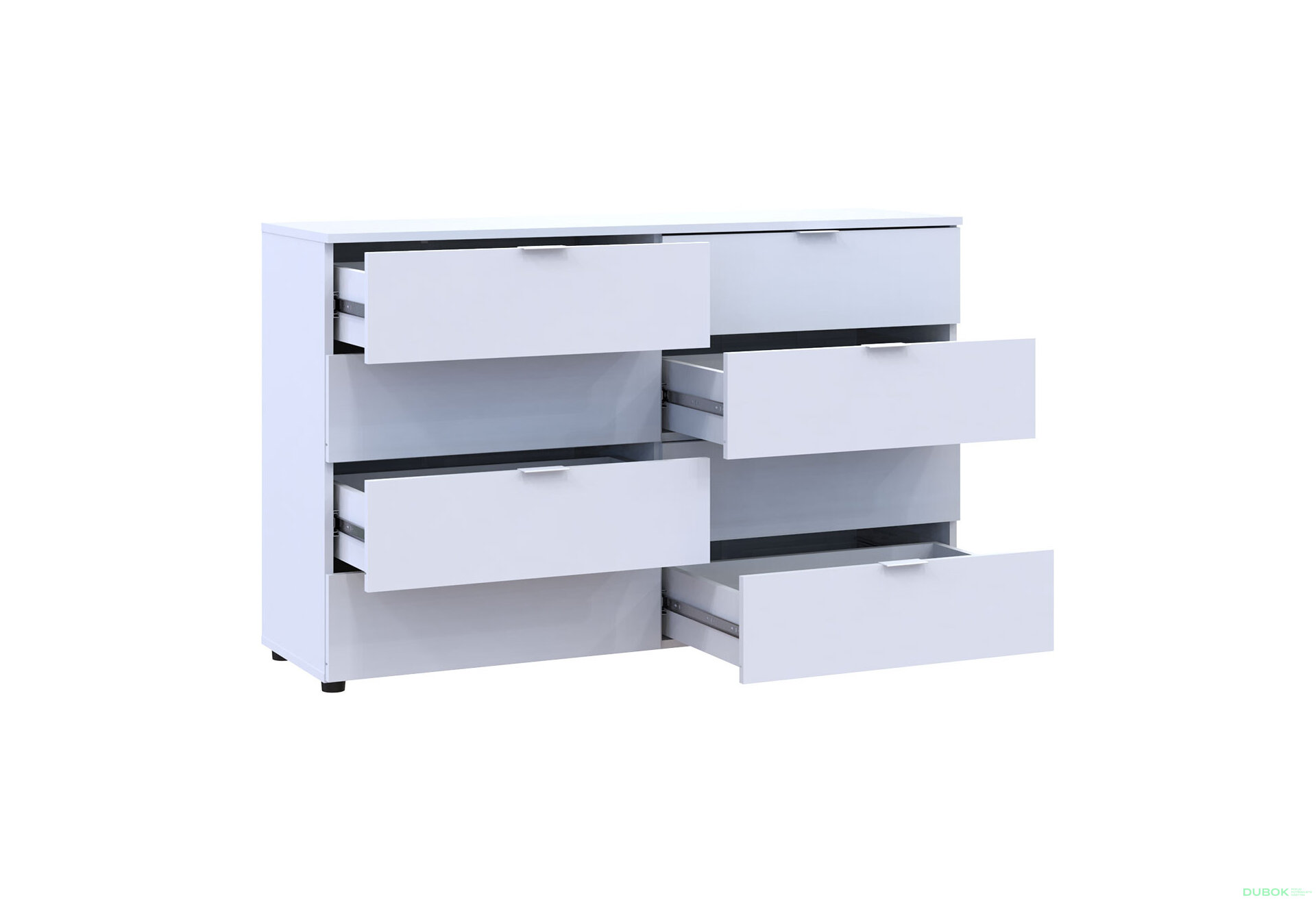 Obrázek 6 - Komoda Ron 8 s 8 zásuvkami 130x38x81 bílý