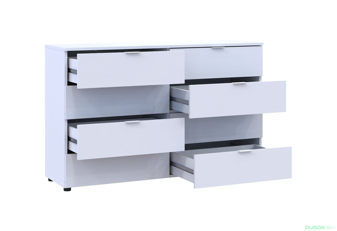 Obrázek 6 - Komoda Ron 8 s 8 zásuvkami 130x38x81 bílý