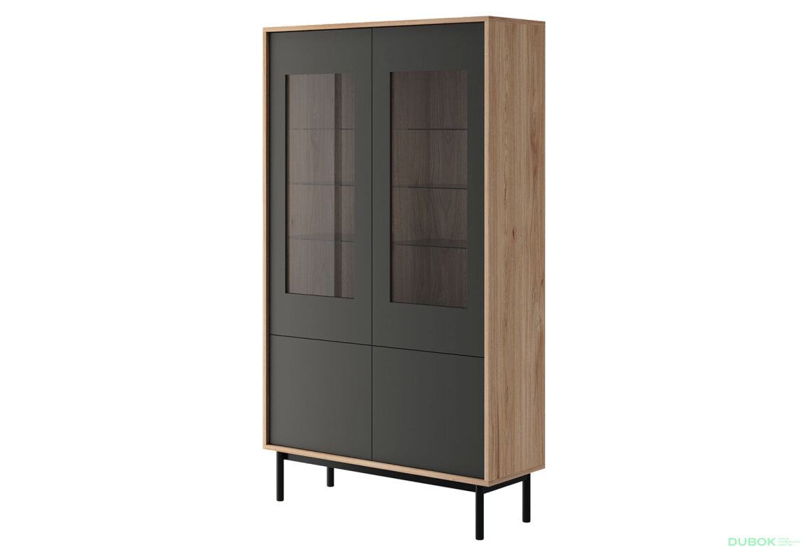 Vitrína BWT104 jackson hickory / grafit Basic