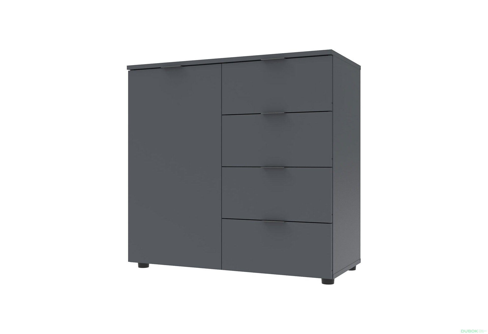Obrázek 1 - Komoda s dvířky a 4 zásuvkami Ron 1 80 cm Grafit