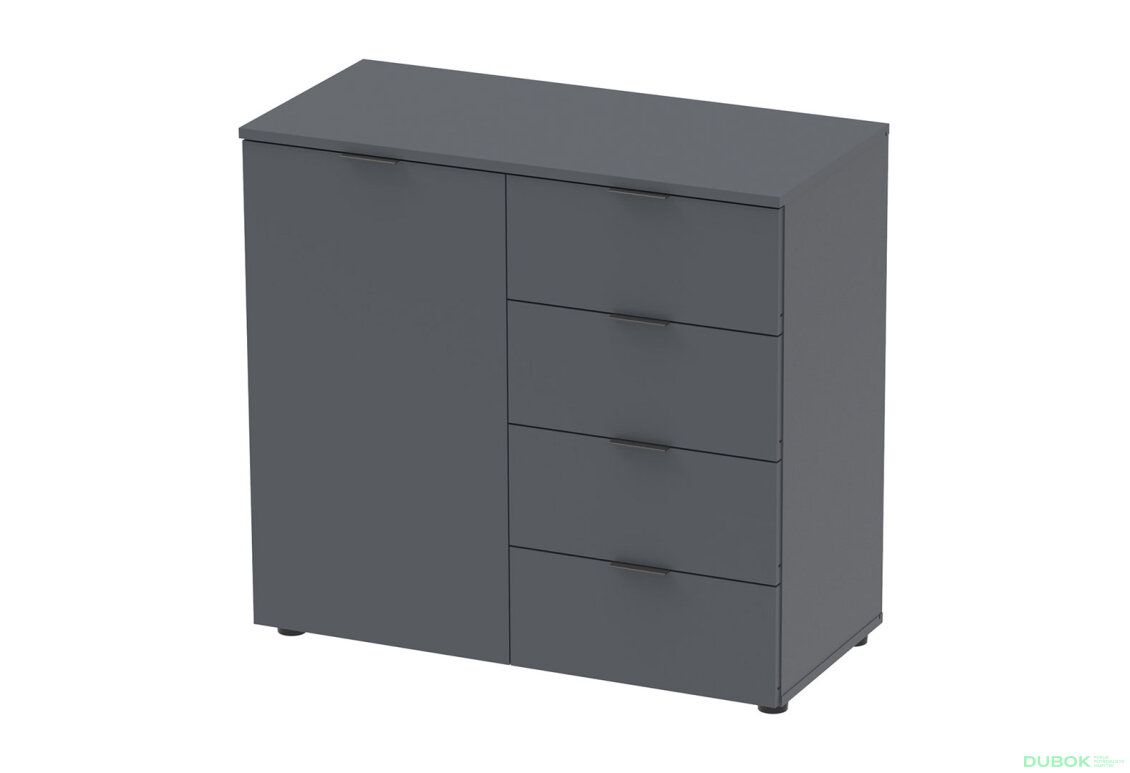 Obrázek 4 - Komoda s dvířky a 4 zásuvkami Ron 1 80 cm Grafit