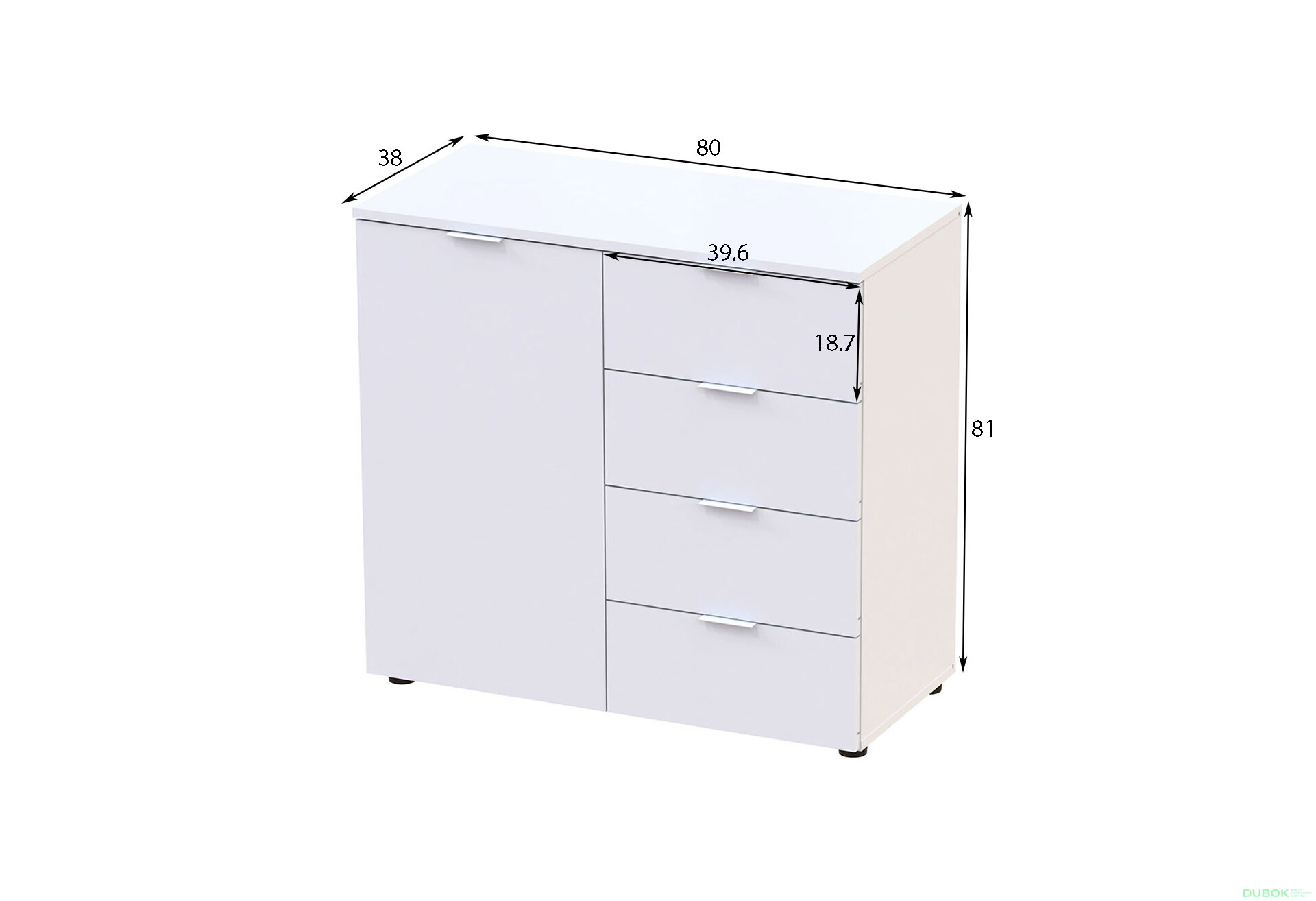 Obrázek 5 - Komoda s dvířky a 4 zásuvkami Ron 1 80 cm Grafit