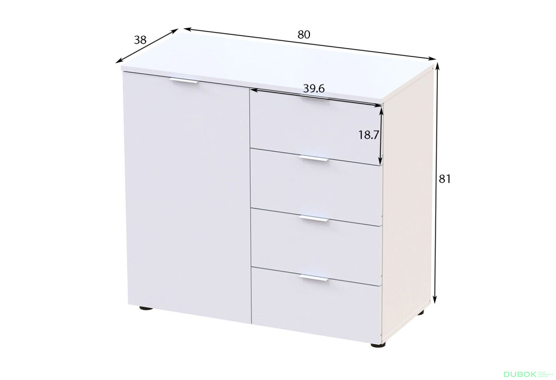 Obrázek 5 - Komoda s dvířky a 4 zásuvkami Ron 1 80 cm Grafit