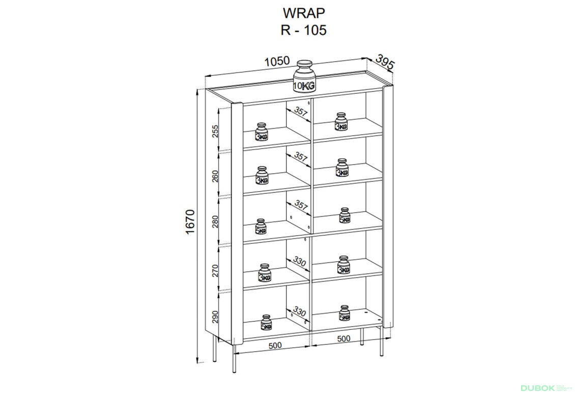 Obrázek 5 - Regál R105 warmia ořech / kašmír Wrap