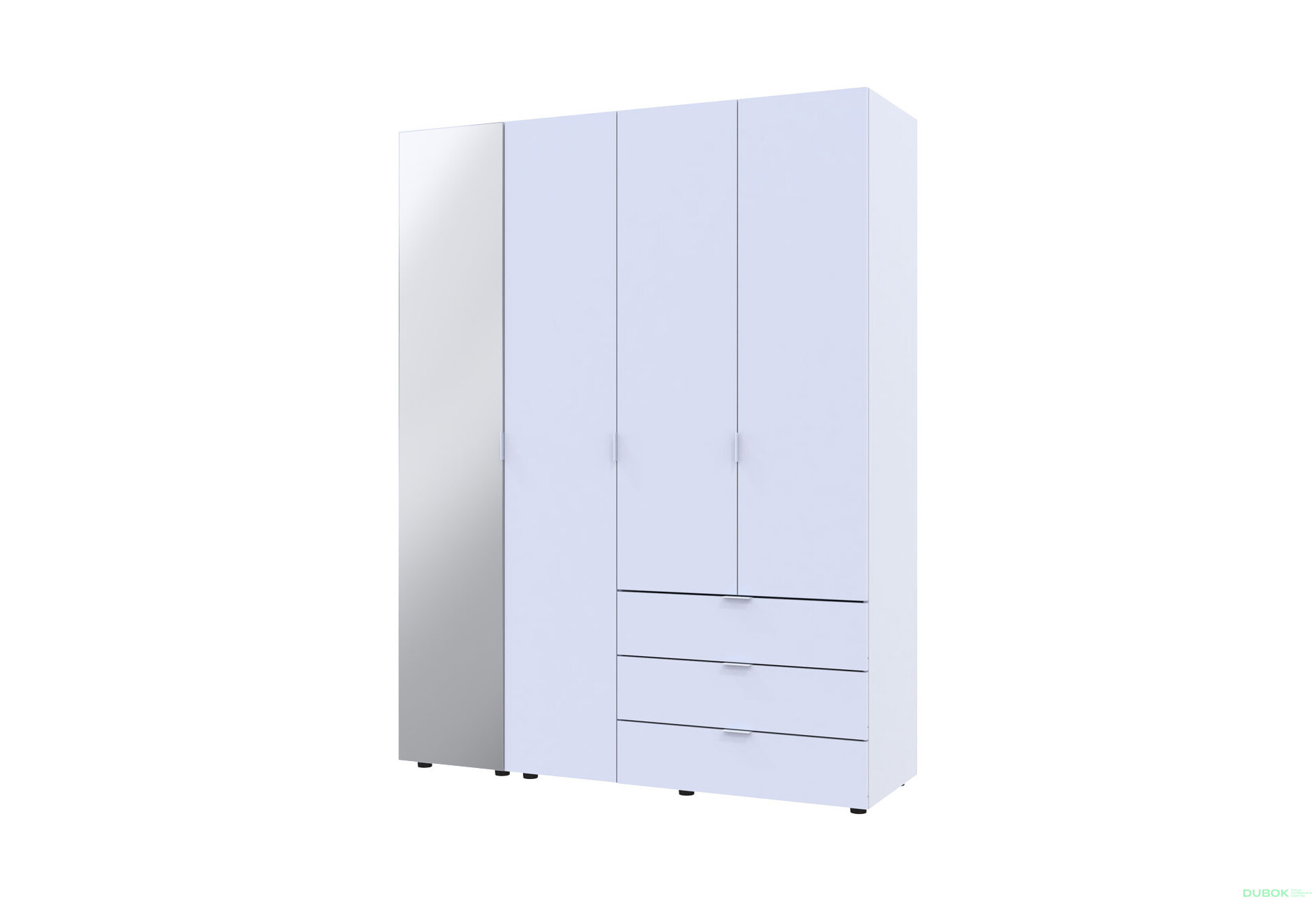 Obrázek 1 - Skříň čtyřdveřová se zrcadlem Gelar 155.2 cm Bílá